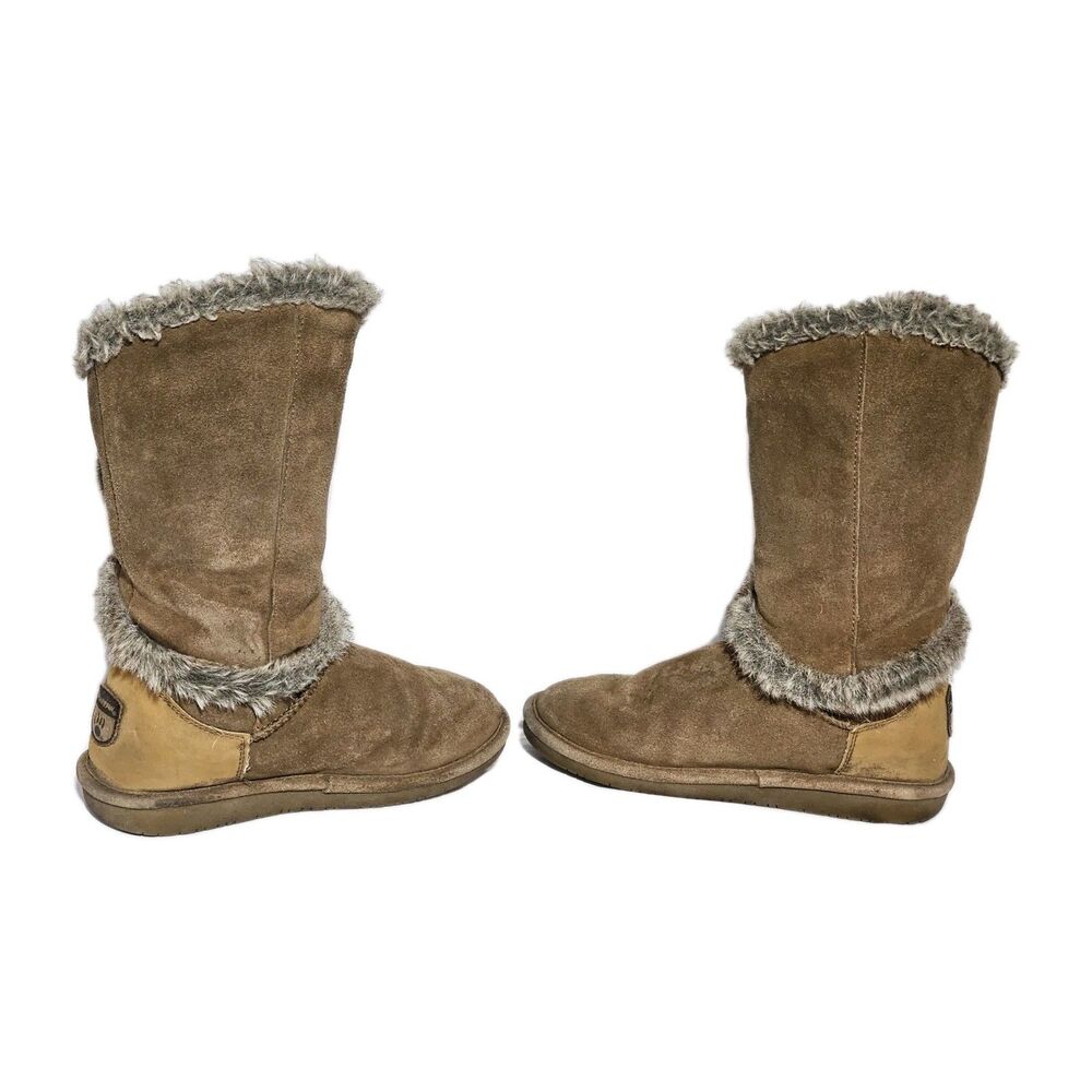 BEARPAW Boots Sheilah Suede Plush Faux Fur Trimmed Tall Winter Size 8 - Picture 4 of 13